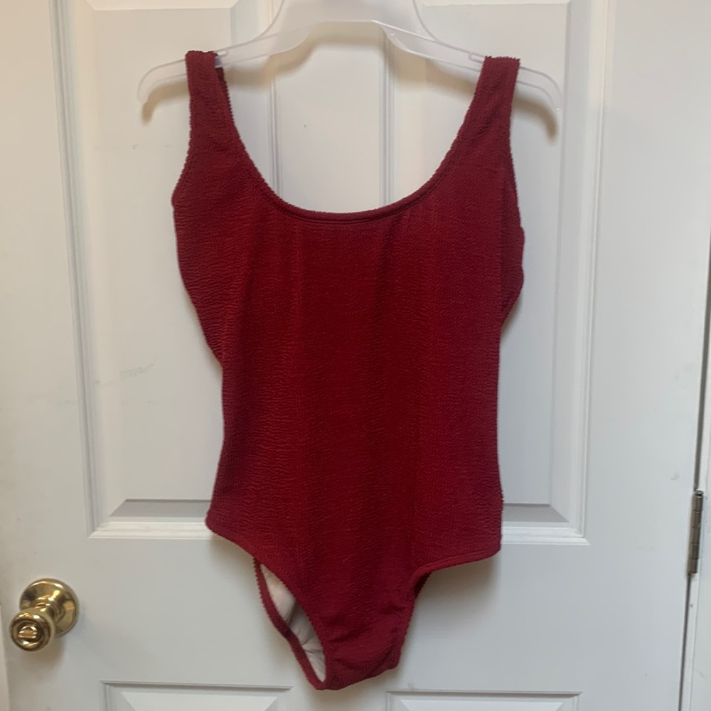 Red Women’s Textured One-Piece Swimsuit